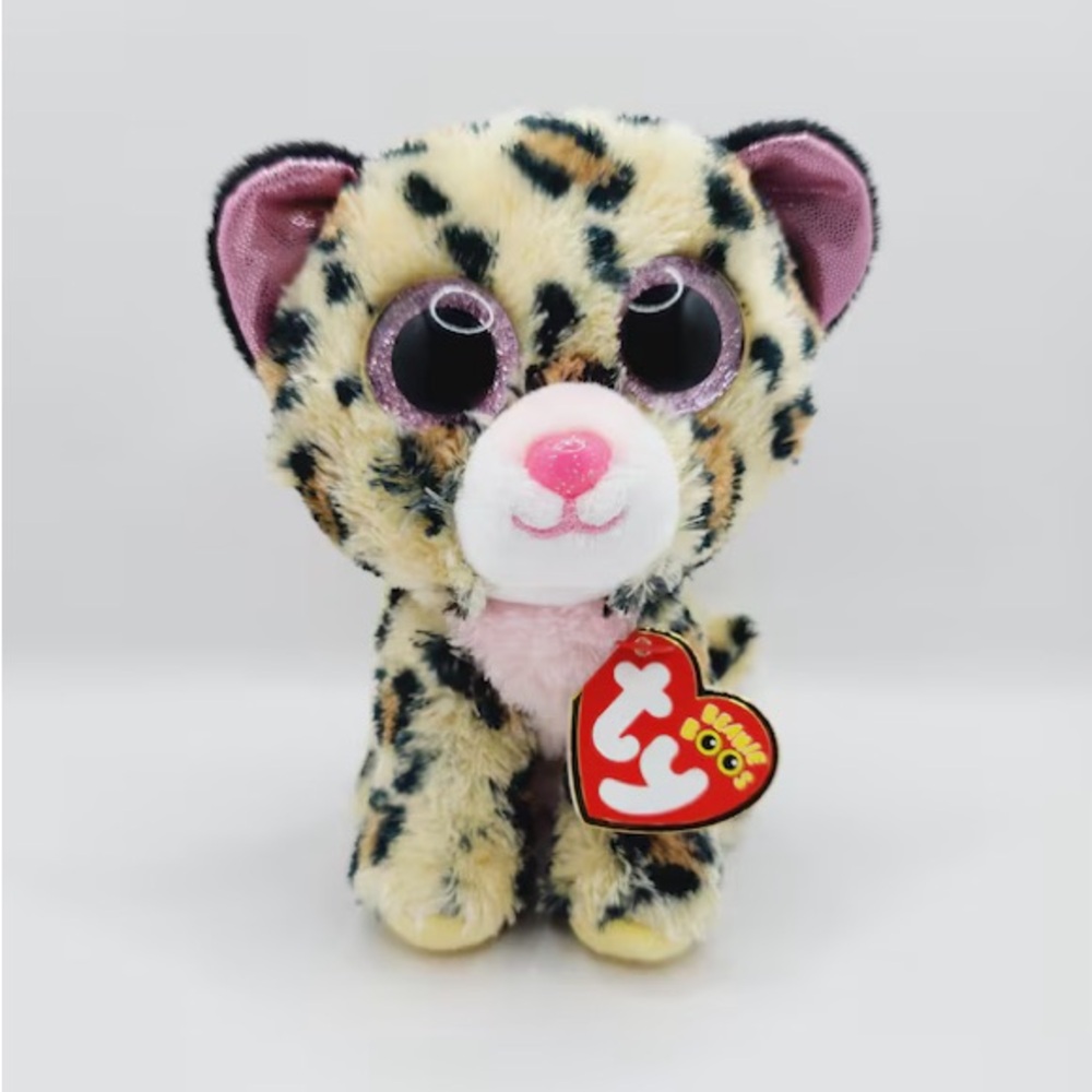Beanie Boo Plush Toy with Leopard Spots and Pink Accents
